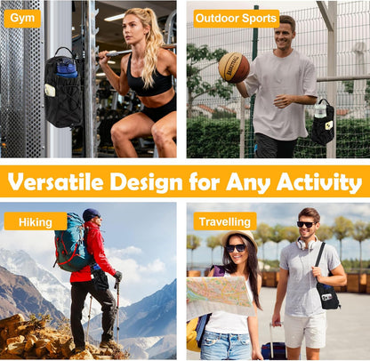 Magnetic Water Bottle Carrier with Phone Pockets, Holds 1000Ml