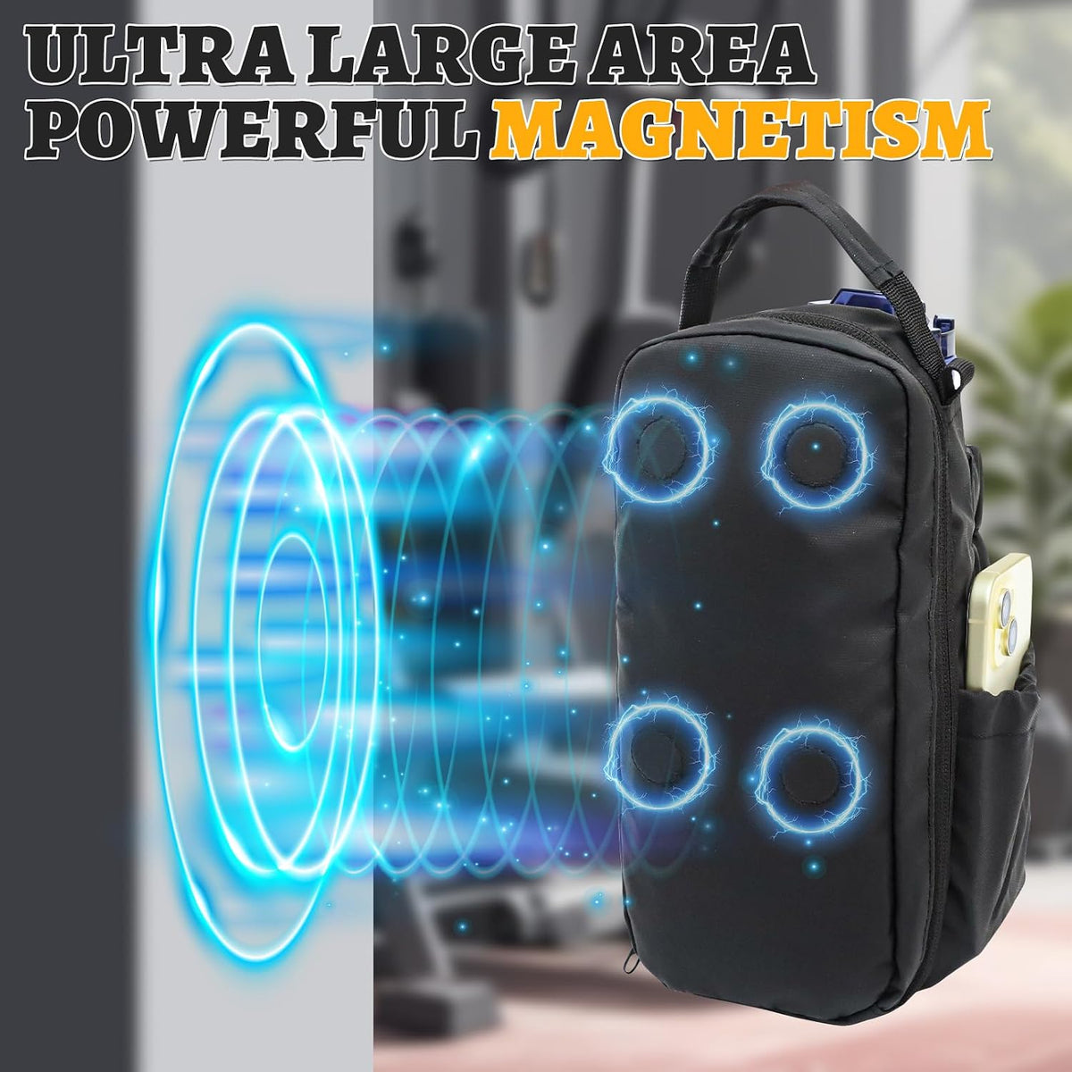 Magnetic Water Bottle Carrier with Phone Pockets, Holds 1000Ml